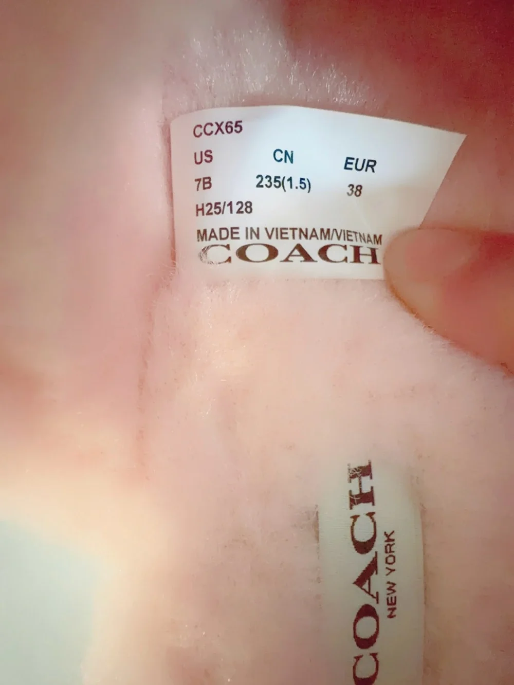 Coach Quilted Shearling Slide Mule in Blush Pink